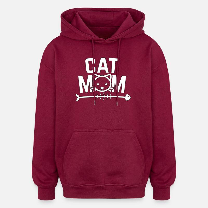 Katzen-Mama-Shirt - Oversized Unisex Hoodie - Burgunderrot
