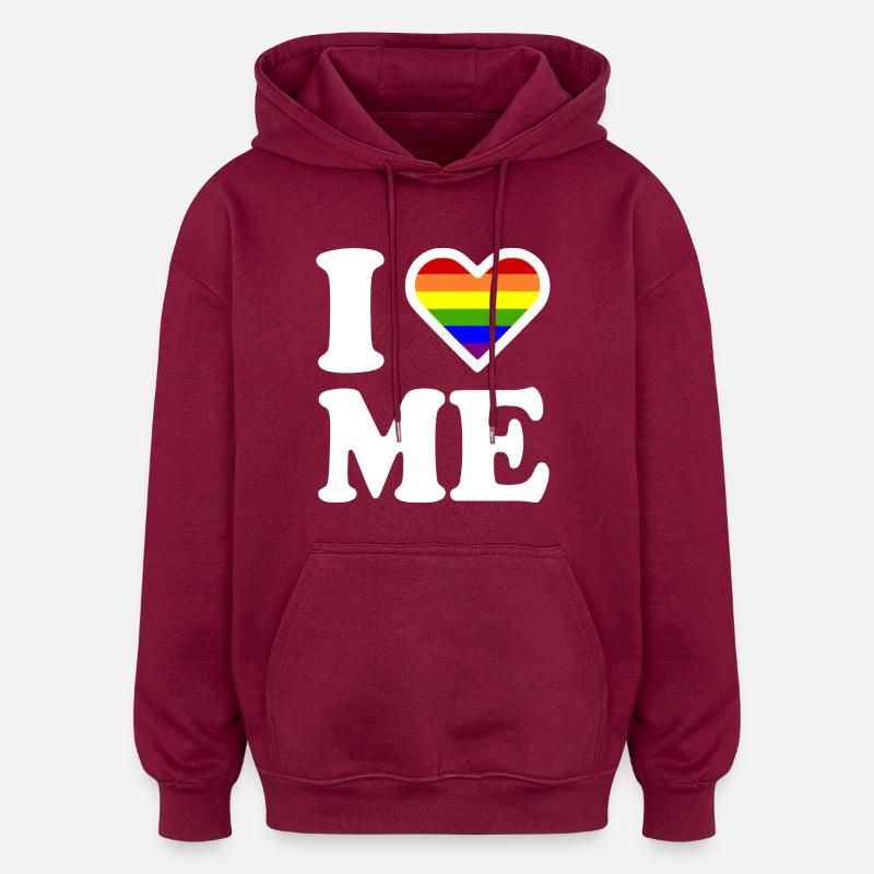 I love me - Sweat à capuche oversize unisexe - bordeaux