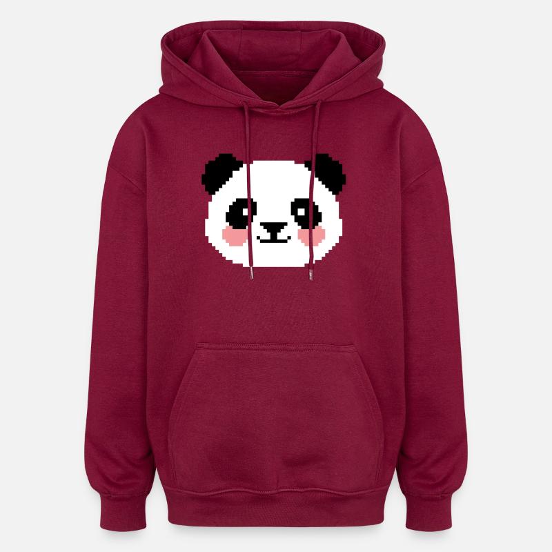 Panda 8 bits - Sweat à capuche oversize unisexe - bordeaux