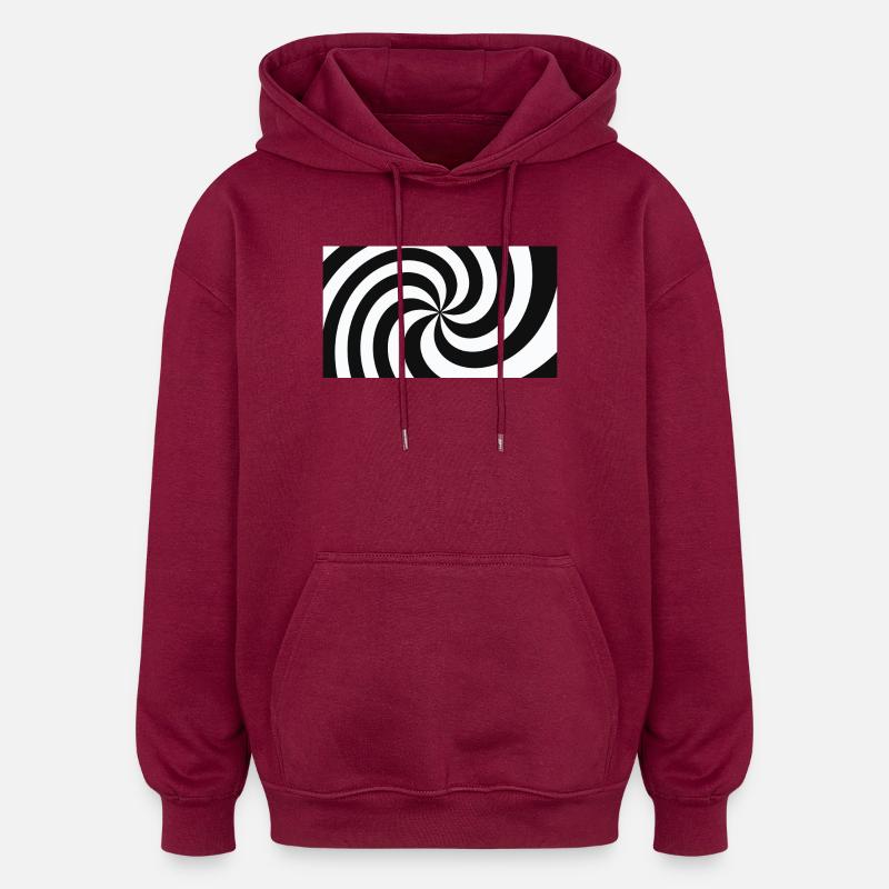 Spiral Noir et Blanc hypnotique - Sweat à capuche oversize unisexe - bordeaux