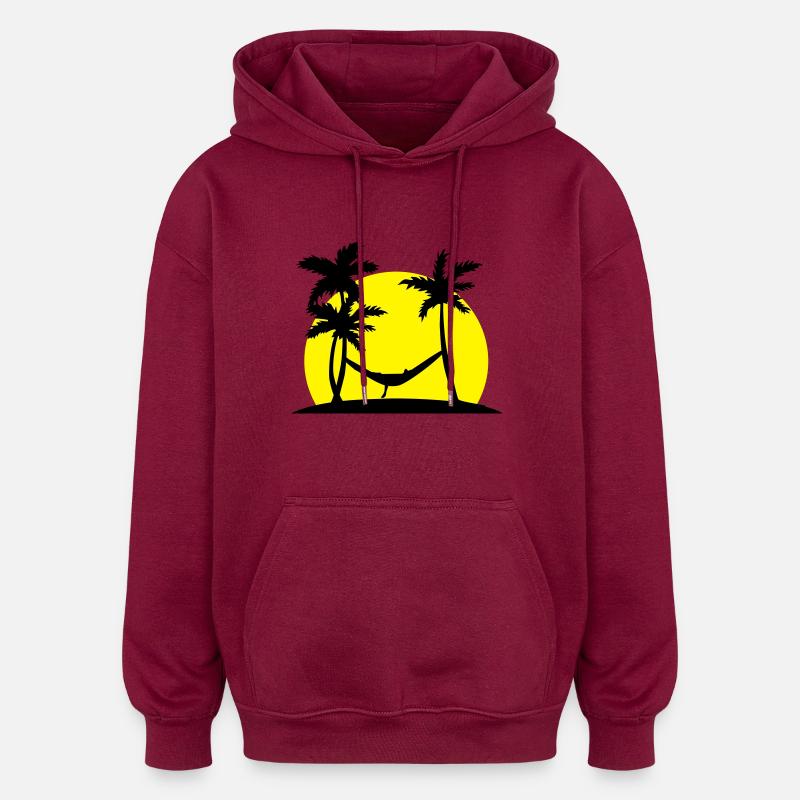 Hängematte im Paradies - Oversized Unisex Hoodie - Burgunderrot