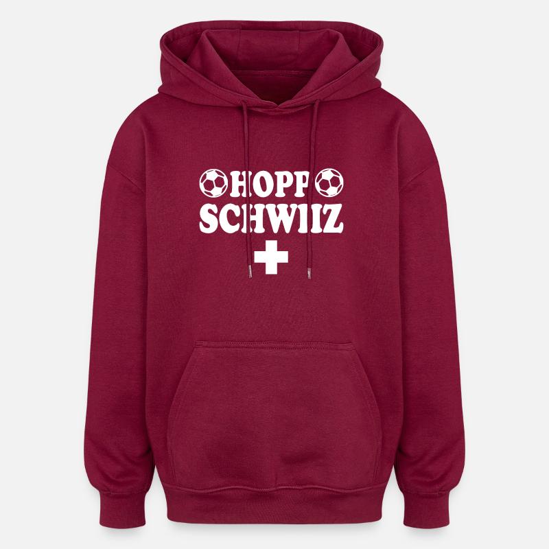Hopp schwiiz - Sweat à capuche oversize unisexe - bordeaux