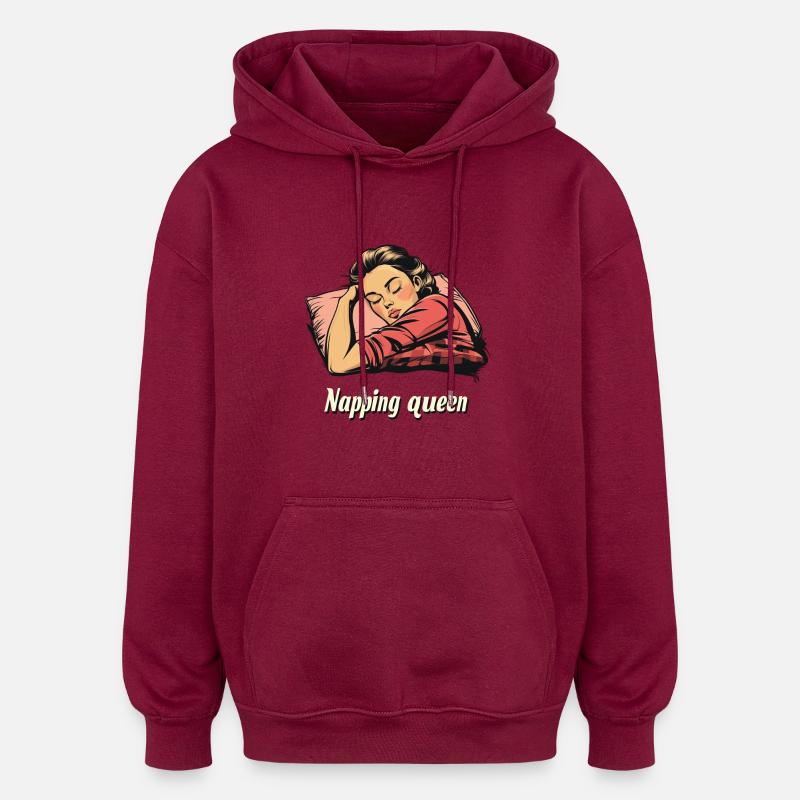 Reine de la sieste - Sweat à capuche oversize unisexe - bordeaux