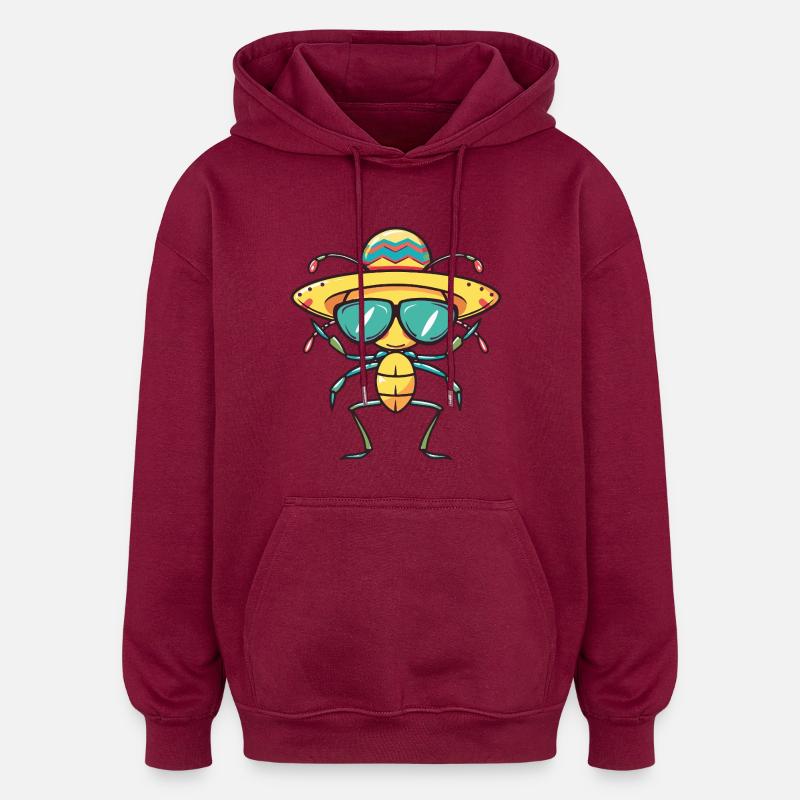 Fourmi Drôle Sombrero - Sweat à capuche oversize unisexe - bordeaux