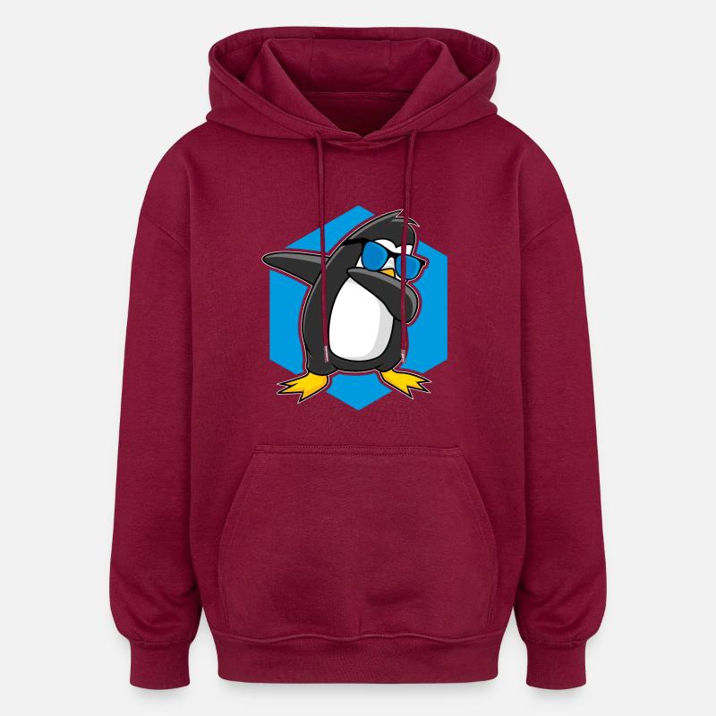 Pingouin dabbing - Sweat à capuche oversize unisexe - bordeaux
