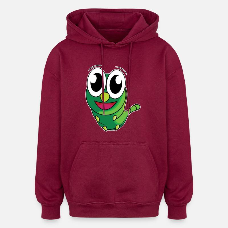 Drôle de chenille - design - Sweat à capuche oversize unisexe - bordeaux