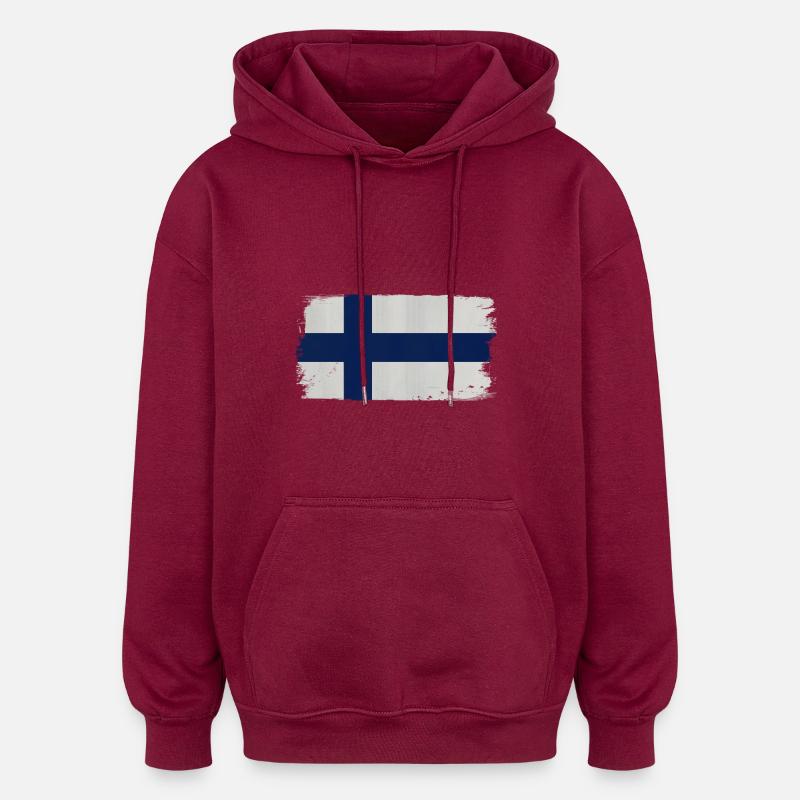 Finnische Flagge Acryl-Optik - Oversized Unisex Hoodie - Burgunderrot