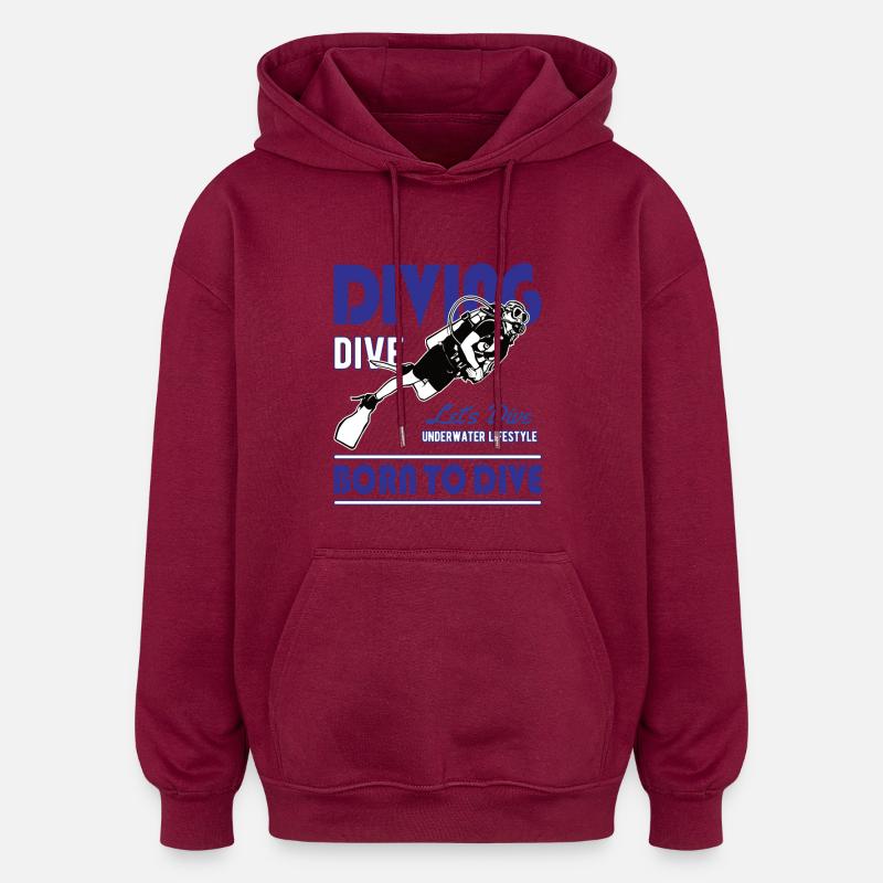 Plongée Plongée Plongeuse Plongeuse Underwater - Sweat à capuche oversize unisexe - bordeaux