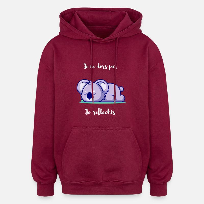Garder le moral koalax. - Sweat à capuche oversize unisexe - bordeaux