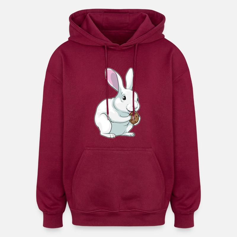 Biscuit lapin - Sweat à capuche oversize unisexe - bordeaux
