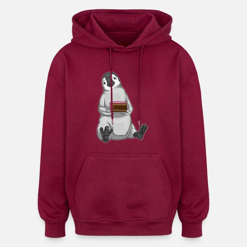 Gâteau pingouin - Sweat à capuche oversize unisexe - bordeaux