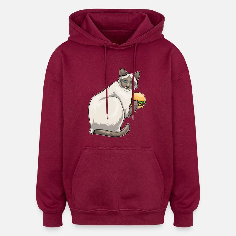 Siamkatze Cheeseburger - Oversized Unisex Hoodie - Burgunderrot