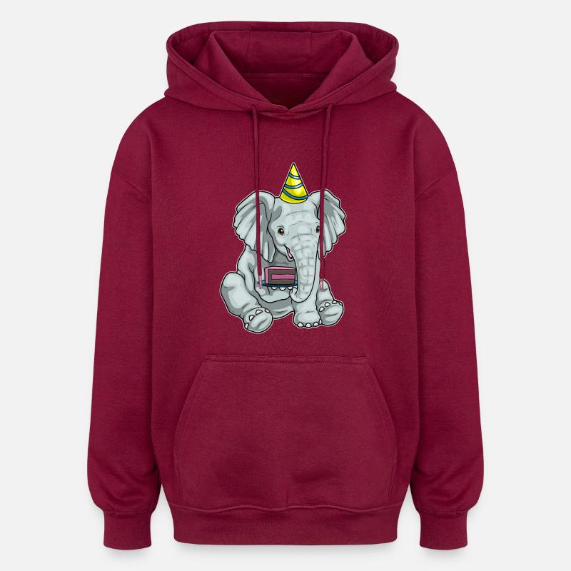 Elephant Cake - Oversized Unisex Hoodie - burgundy