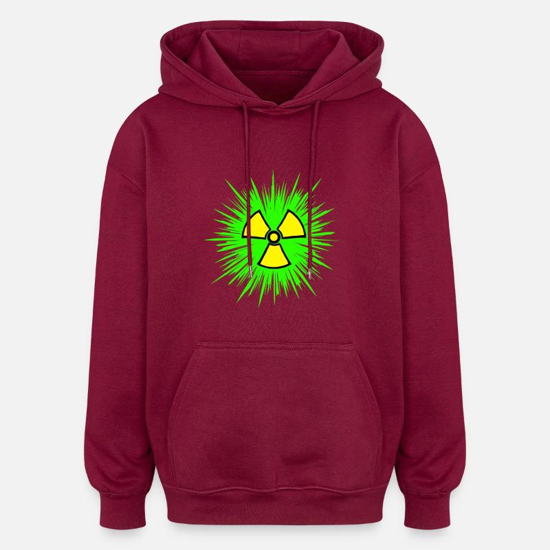 Nuklear Radioaktiv Chemie Atomkraft Nuklearzeichen - Oversized Unisex Hoodie - Burgunderrot