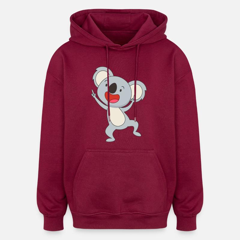Dancing Koala Joy - Oversized Unisex Hoodie - Burgunderrot