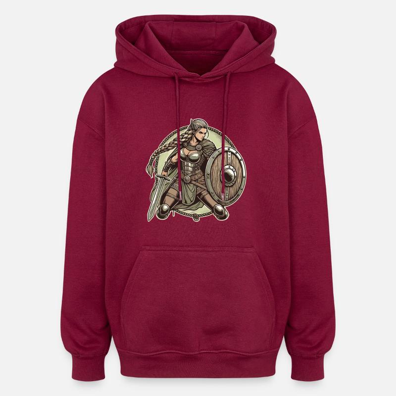 Guerrier avec bouclier et épée - Sweat à capuche oversize unisexe - bordeaux