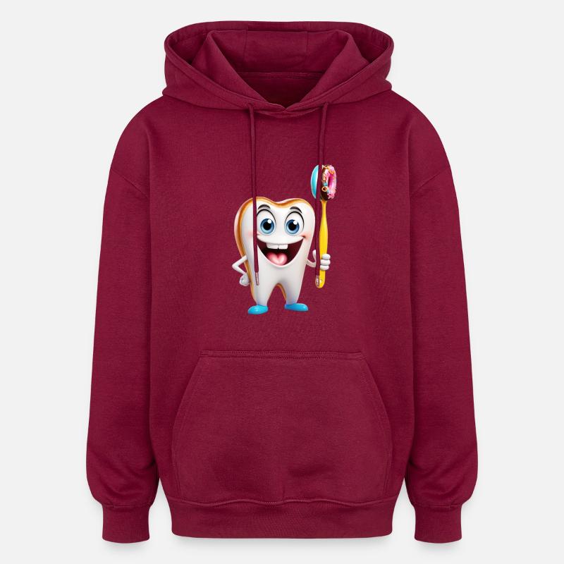 Dent heureuse avec brosse beignet - Sweat à capuche oversize unisexe - bordeaux