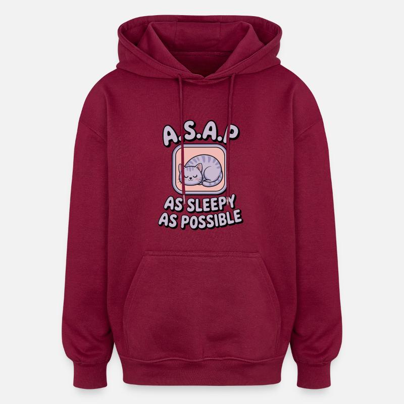 ASAP Sleeping Cat - Sweat à capuche oversize unisexe - bordeaux