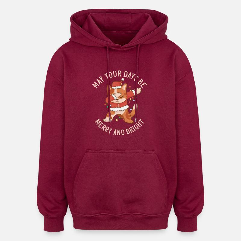 Dabbing Santa Cat - Joyeux Noël - Sweat à capuche oversize unisexe - bordeaux