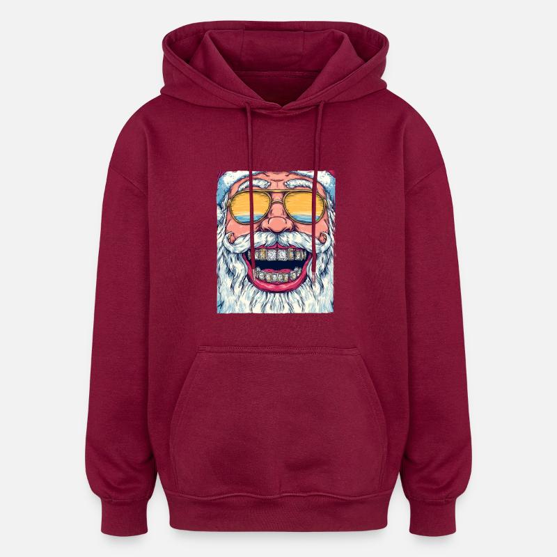 Père Noël Cool Noël - Sweat à capuche oversize unisexe - bordeaux