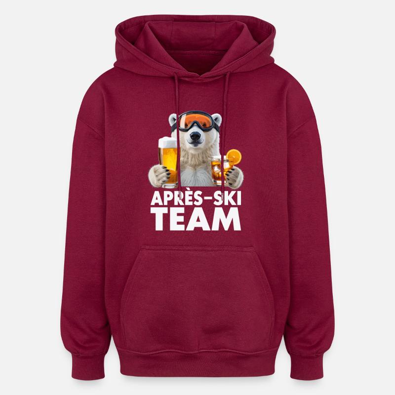 Après-ski Team Bär with drinks - Oversized Unisex Hoodie - burgundy