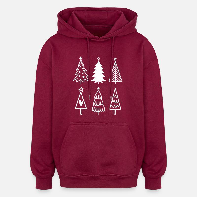 Sapins de Noël - Sweat à capuche oversize unisexe - bordeaux