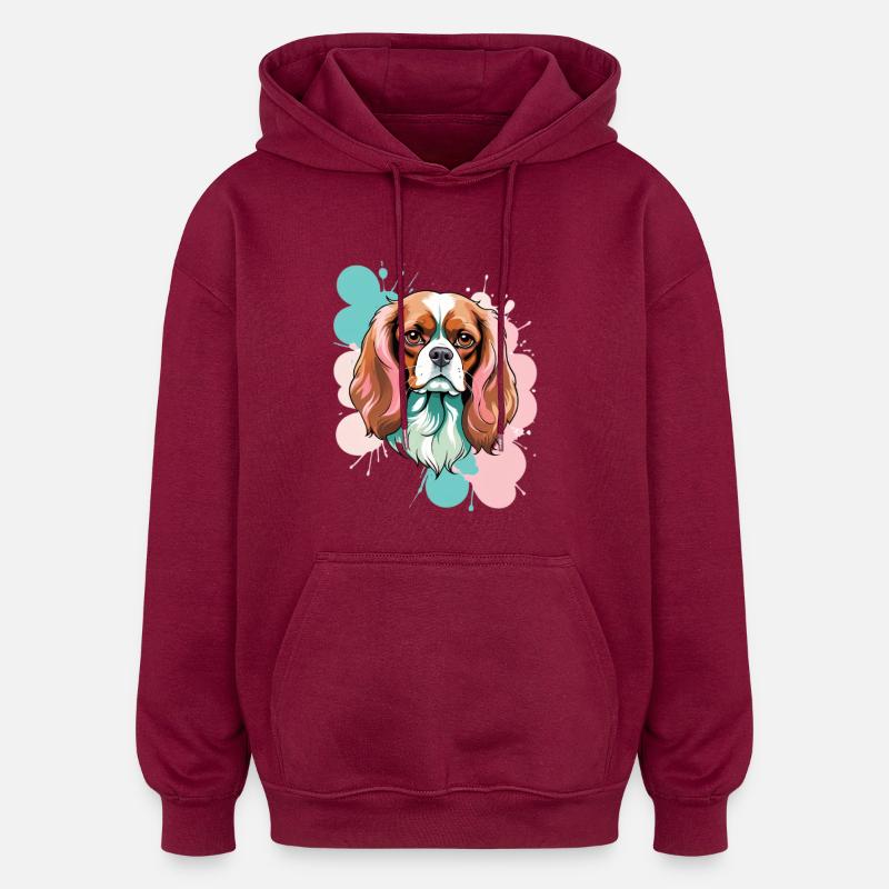 Cavalier King Charles Spaniel arbexplosion - Sweat à capuche oversize unisexe - bordeaux