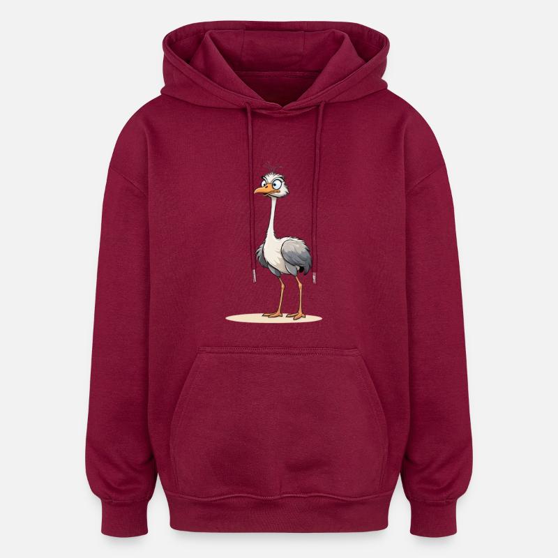 Oiseau d’autruche curieux avec vue éclair - Sweat à capuche oversize unisexe - bordeaux