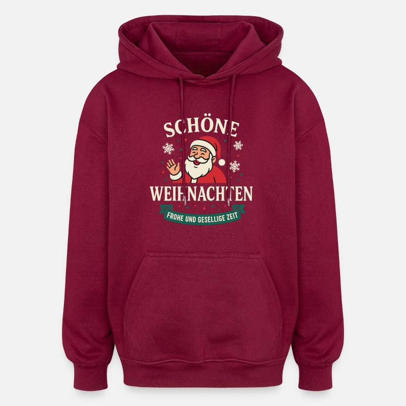 Joyeux Noël, moment heureux et convivial - Sweat à capuche oversize unisexe - bordeaux