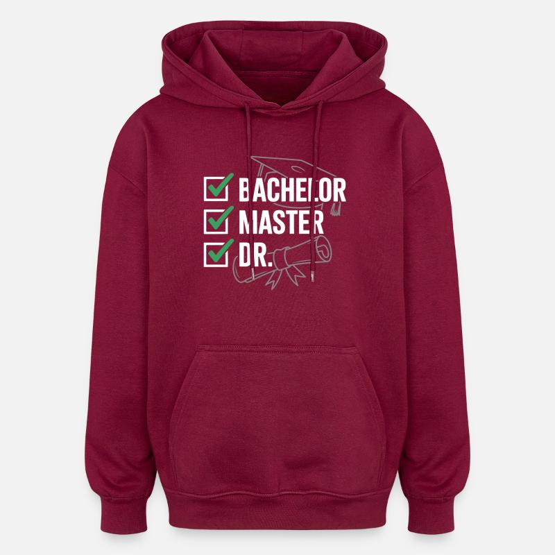 Abschlussbanner Bachelor Master Dr - Oversized Unisex Hoodie - Burgunderrot