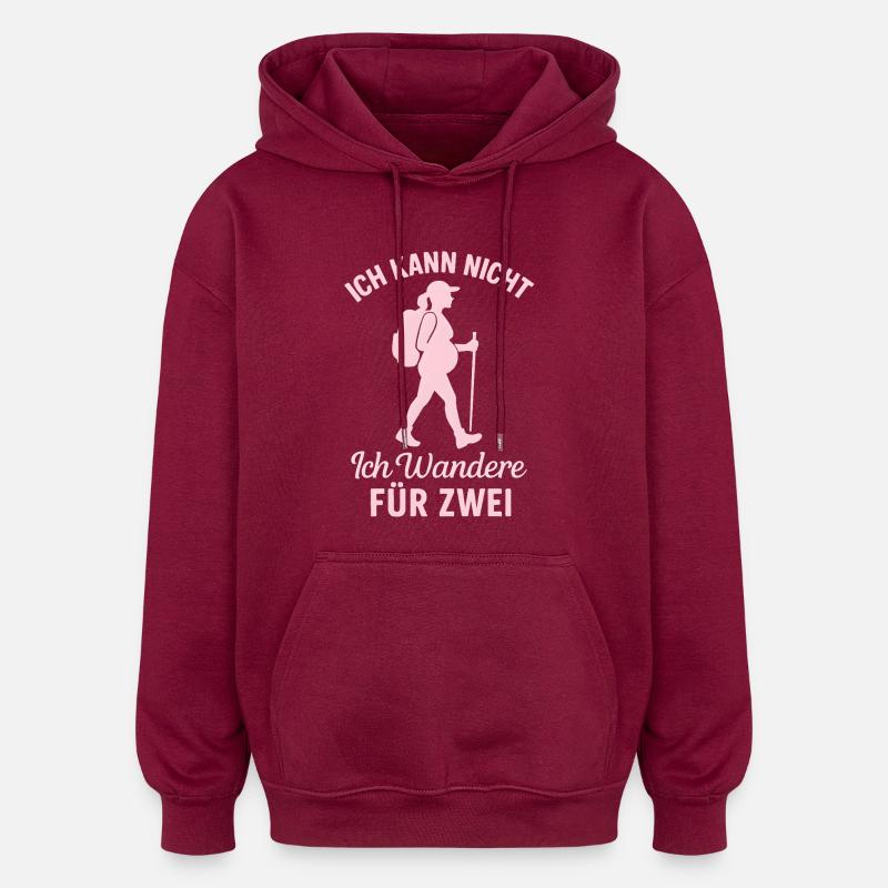 Mère randonneuse enceinte 2026 - Sweat à capuche oversize unisexe - bordeaux