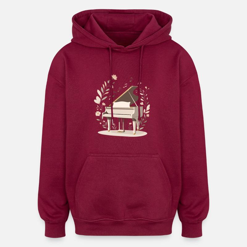 Sérénade au piano fleuri - Sweat à capuche oversize unisexe - bordeaux