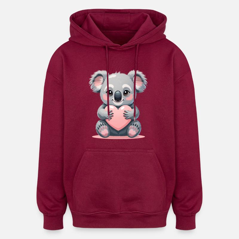 Cuddly koala with a heart - Oversized Unisex Hoodie - burgundy