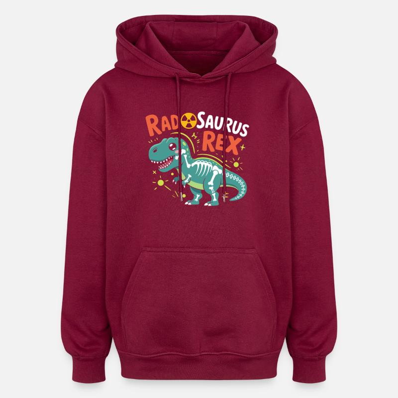 RadSaurus Rex Neon Dino - Sweat à capuche oversize unisexe - bordeaux