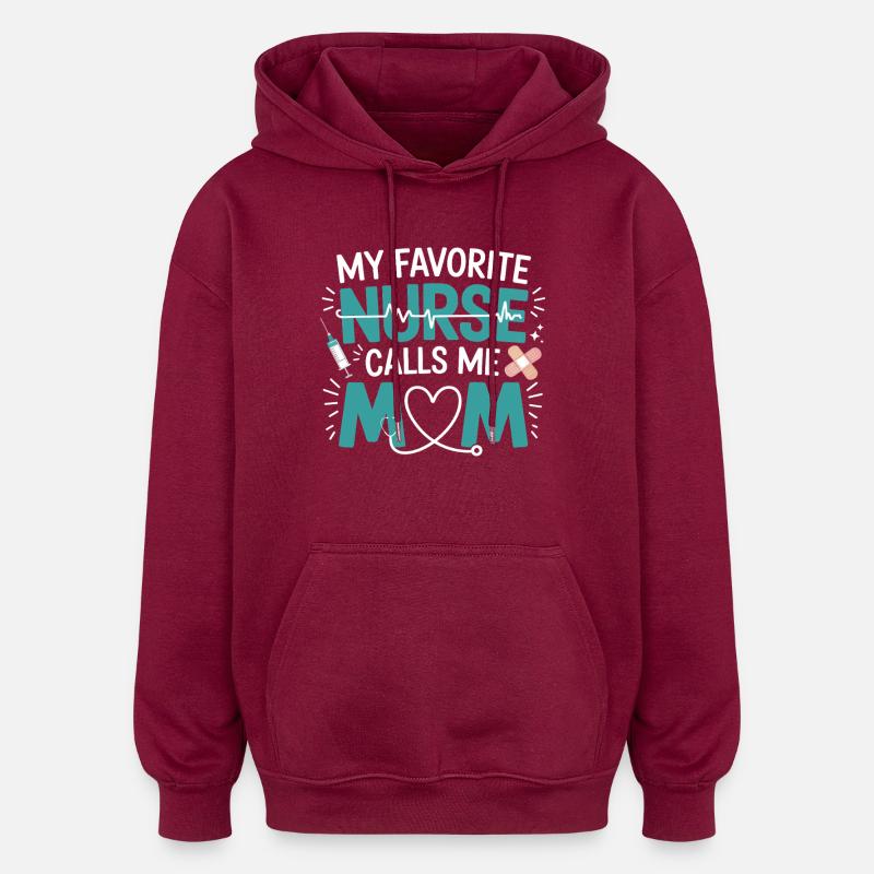 Krankenschwester Mama Herz Design - Oversized Unisex Hoodie - Burgunderrot
