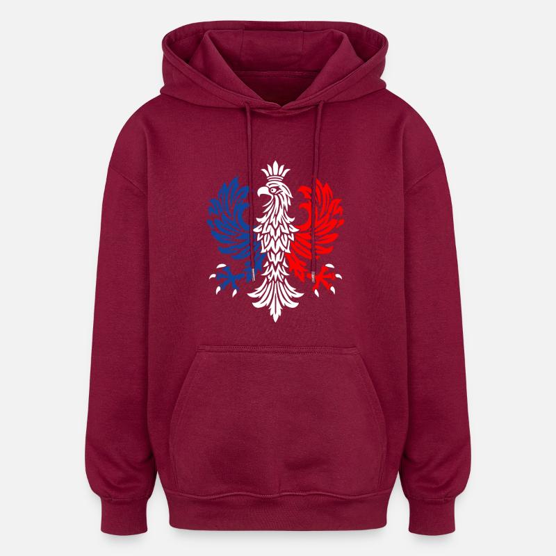 Trikolore-Adler-Emblem - Oversized Unisex Hoodie - Burgunderrot
