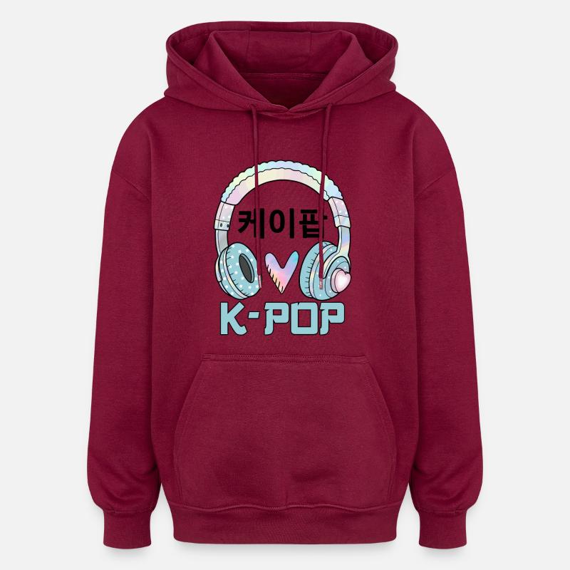 K Pop 케이팝 - Sweat à capuche oversize unisexe - bordeaux