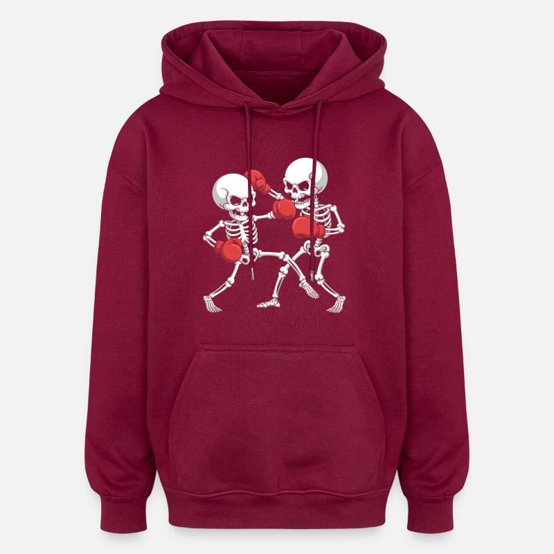 Skelett Boxen - Oversized Unisex Hoodie - Burgunderrot