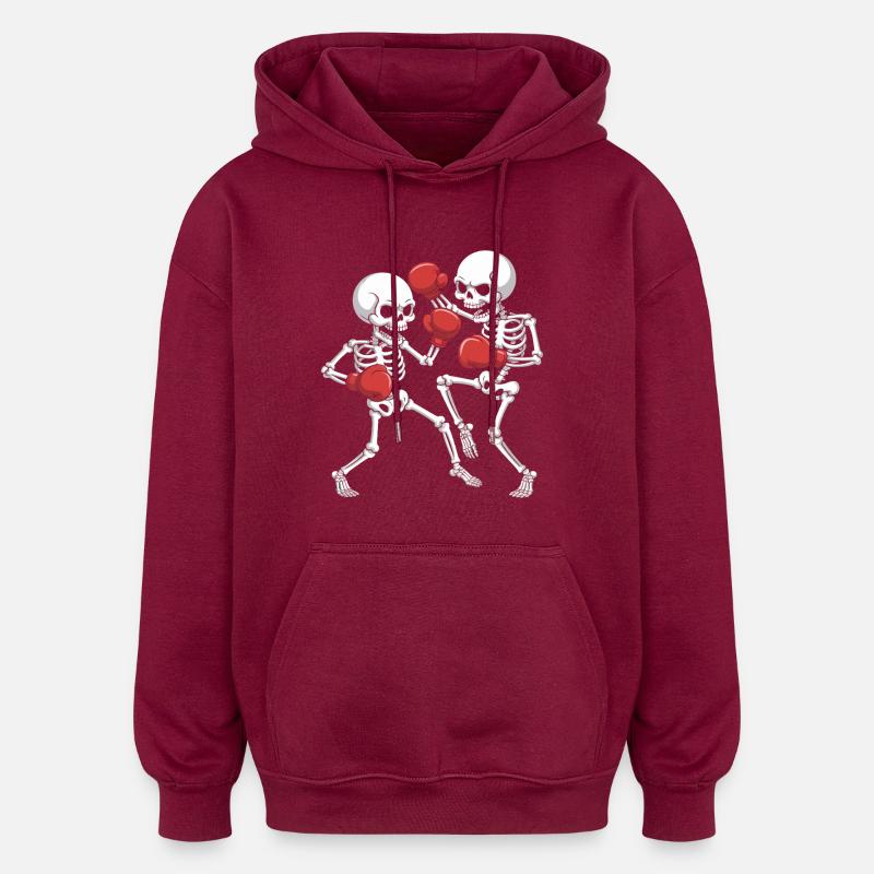Skelettboxer Duell - Oversized Unisex Hoodie - Burgunderrot