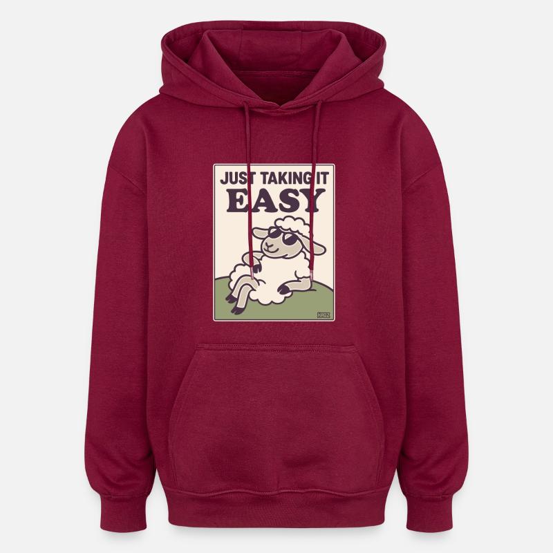 Entspanntes Schaf Einfach Gemütlich - Oversized Unisex Hoodie - Burgunderrot