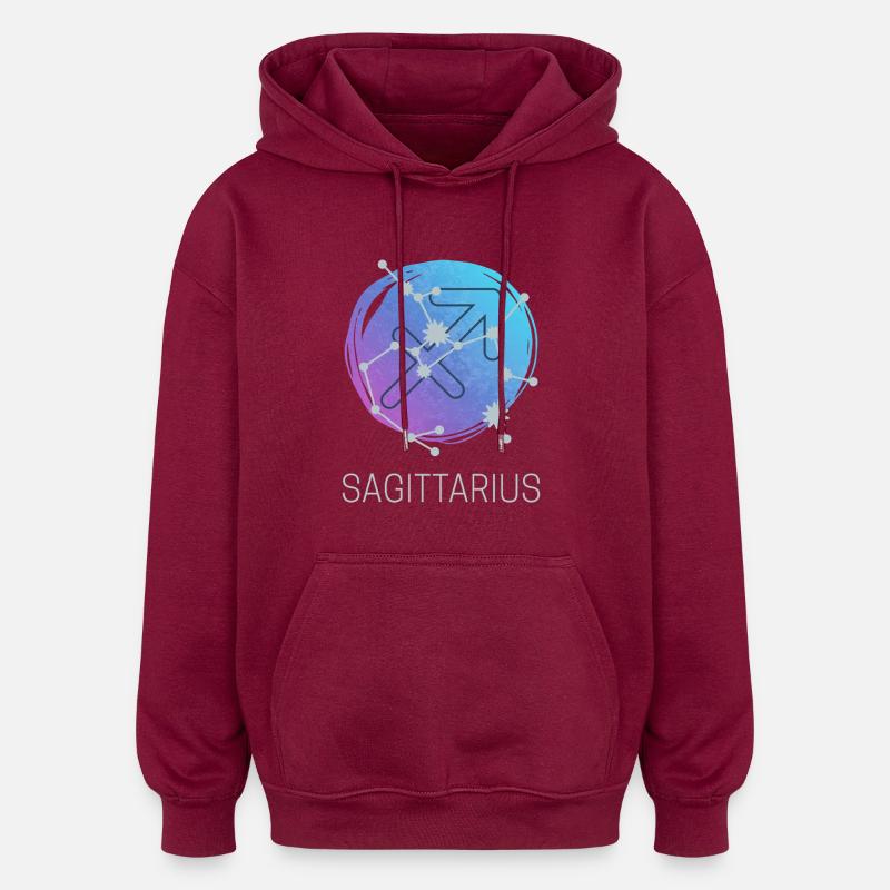 Schütze Sagittarius Sternzeichen Astrologie Design - Oversized Unisex Hoodie - Burgunderrot