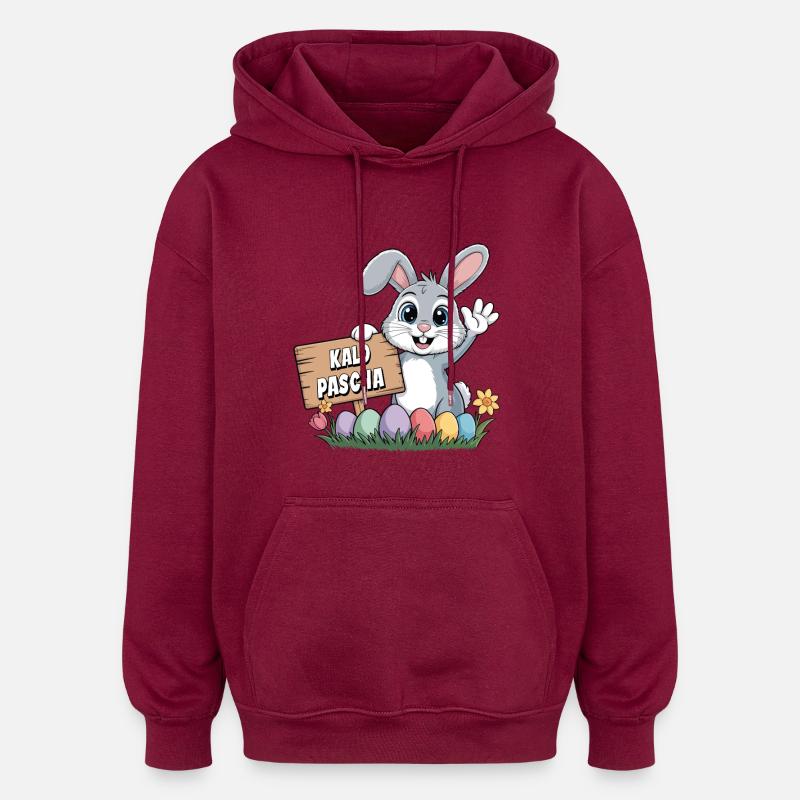 Kalo Pascha Easter Rabbit Greek Easter - Oversized Unisex Hoodie - burgundy
