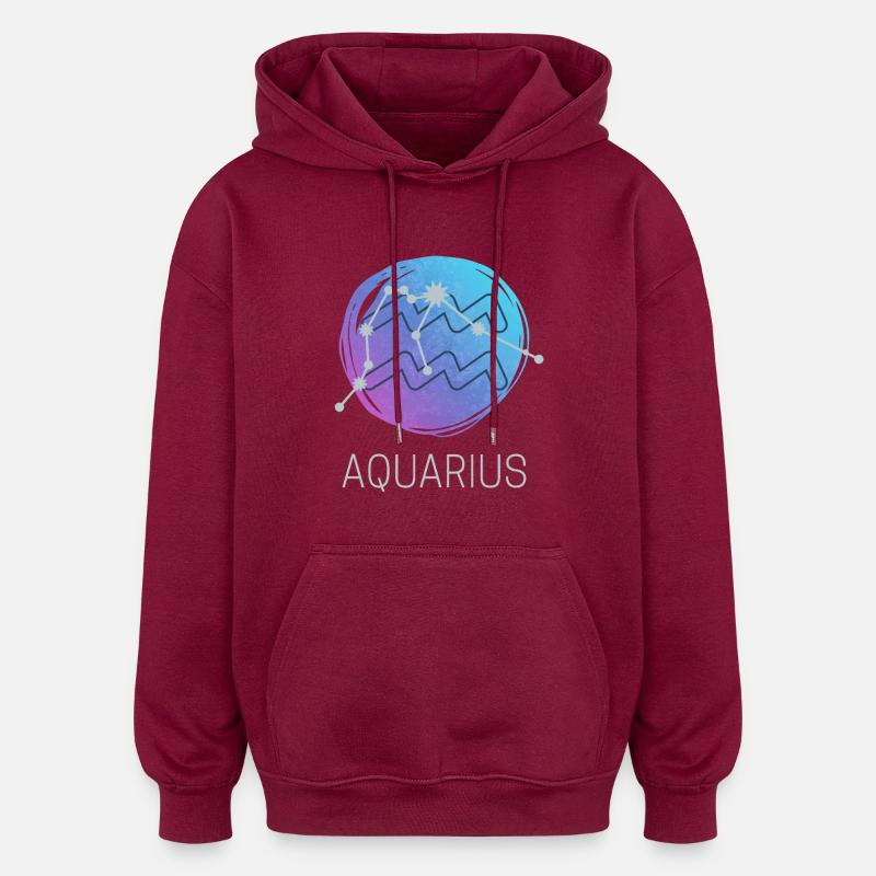 Wassermann Tierkreiszeichen Horoskop Sternzeichen - Oversized Unisex Hoodie - Burgunderrot