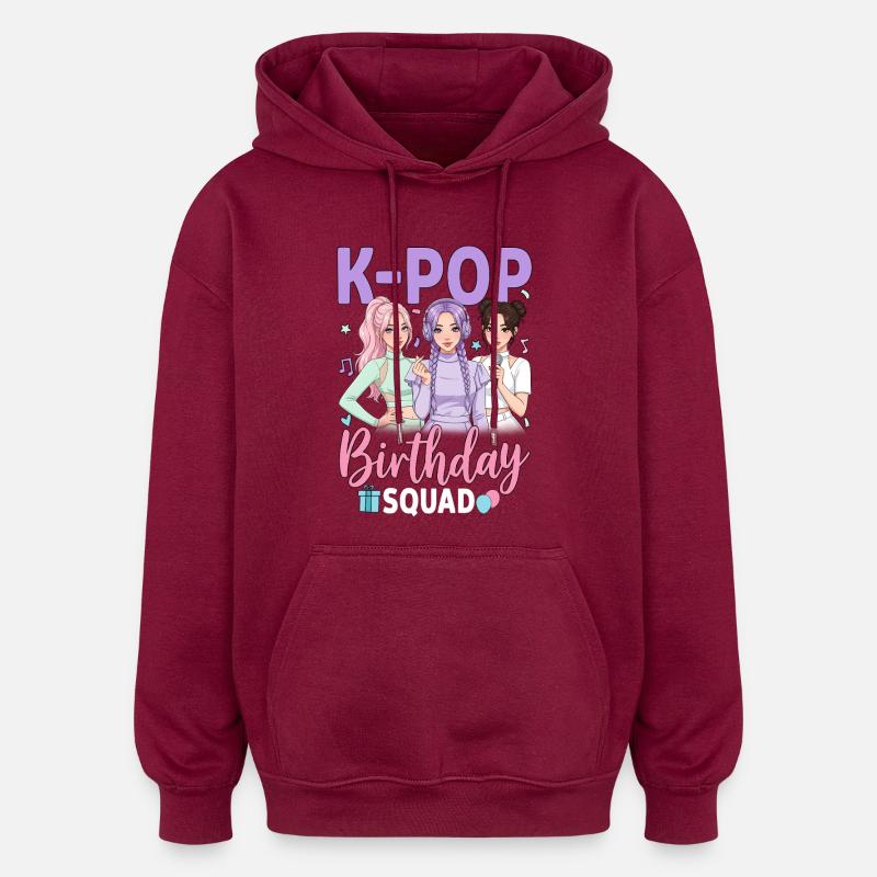 Équipe d’anniversaire K Pop - Sweat à capuche oversize unisexe - bordeaux