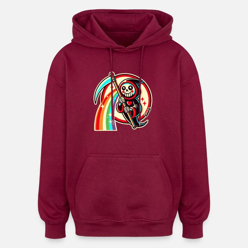 Faucheuse arc-en-ciel - Sweat à capuche oversize unisexe - bordeaux