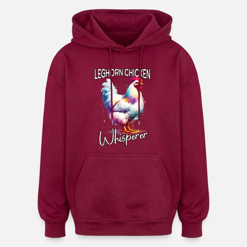 Leghorn Hühner Flüsterer - Oversized Unisex Hoodie - Burgunderrot