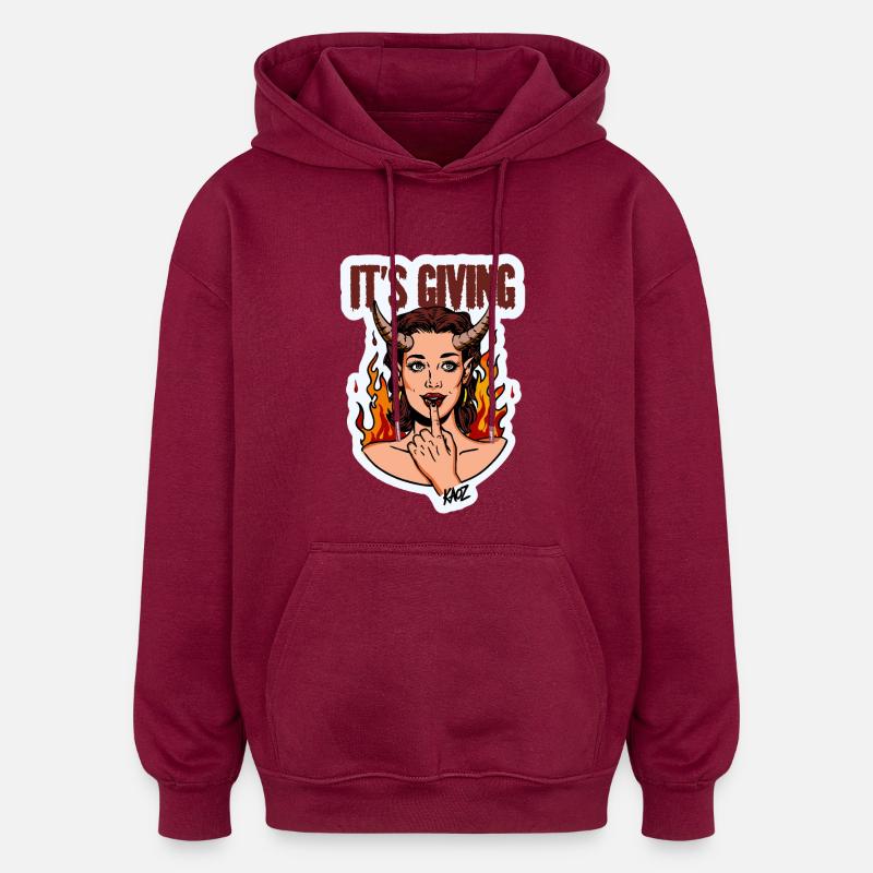 Devilish Diva Flame - Oversized Unisex Hoodie - burgundy