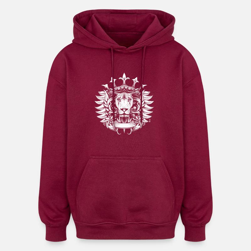 Lion Roi - Sweat à capuche oversize unisexe - bordeaux