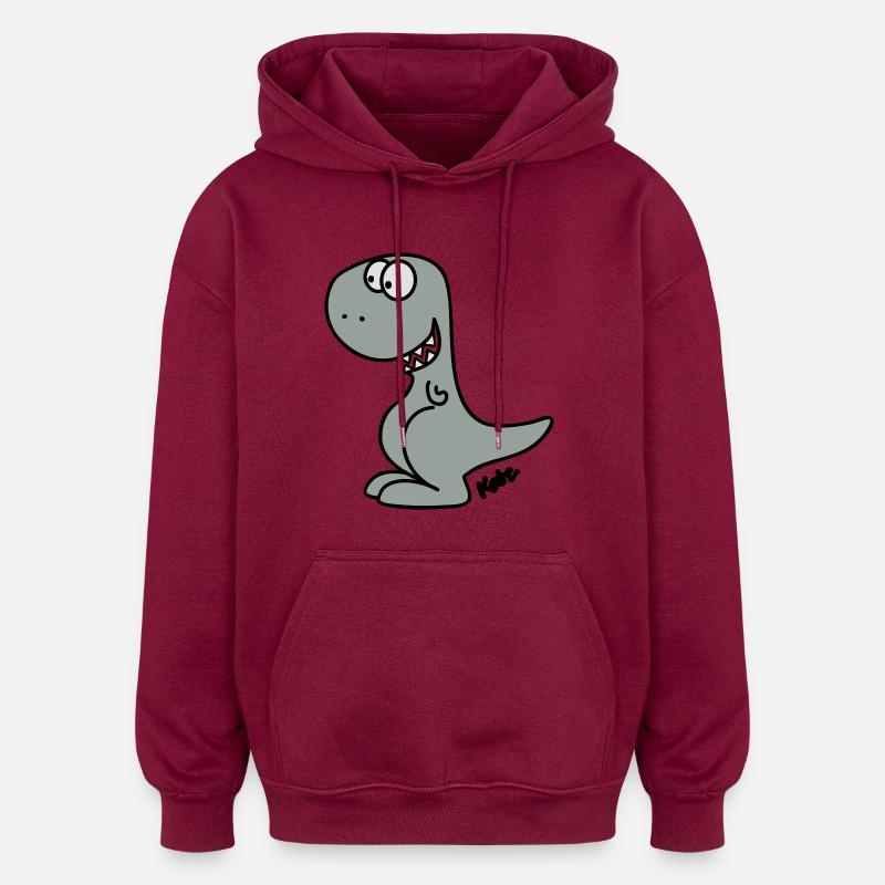 Dino (c) - Sweat à capuche oversize unisexe - bordeaux