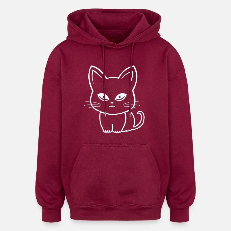 Katze Cat Comic - Oversized Unisex Hoodie - burgundy